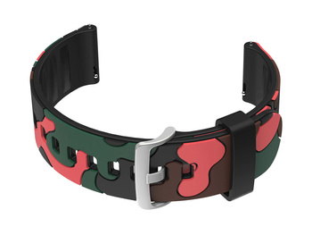 Pasek gumowy do zegarka U13 - czarny/pomarańczowy-moro - 24mm