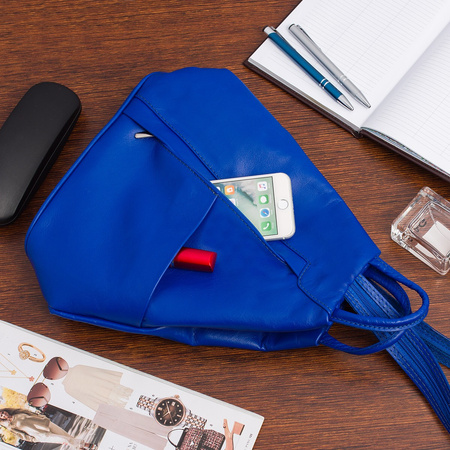 Plecak Skórzany Damski Mały Niebieski Vera Pelle T52