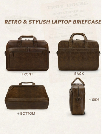 TORBA MĘSKA NA LAPTOPA 15,6" SKÓRZANA BRĄZOWA NA RAMIĘ DOKUMENTY EKO Z03