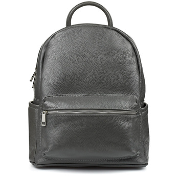 Włoski Plecak Skórzany A4 Damski Miękka Skóra P16 : Kolory - Szary, Srebrny