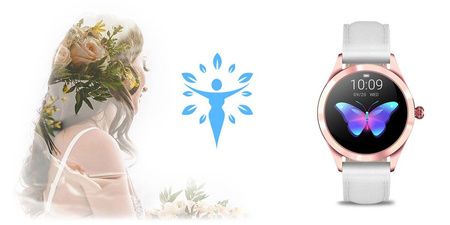 SMARTWATCH DAMSKI BIAŁY PASEK SKÓRZANY TARCZE KROKI POWIADOMIENIA G.Rossi SW017-5