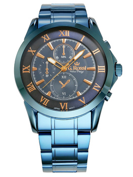 Zegarek Męski G.Rossi 3844B-6F3 Niebieska bransoleta + BOX