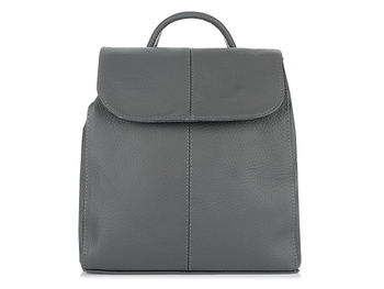 Plecak Skórzany Damski Polski Mały B5 Z Klapą Szary : Kolory - Szary, Srebrny