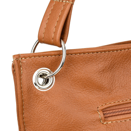 Damska Skórzana Na Ramię Torebka Beltimore Skóra Camel 972 : Kolory - Brązowy, Beżowy