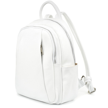 Biały Plecak Skórzany Damski włoski A4 Dużo Kieszeni C79 : Kolory - Biały