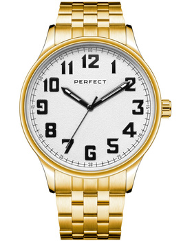ZEGAREK MĘSKI ZŁOTA BRANOLETA SREBRNA TARCZA PERFECT M111-04 + BOX