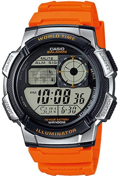 Zegarek Męski CASIO AE-1000W-4BVDF Cyfrowy Pomarańczowy pasek