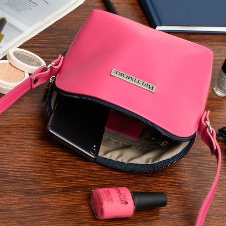 Różowa Mała Damska Torebka Skórzana Pasek Beltimore N22 : Kolory - Różowy