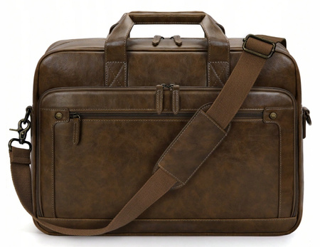 TORBA MĘSKA NA LAPTOPA 15,6" SKÓRZANA BRĄZOWA NA RAMIĘ DOKUMENTY EKO Z03