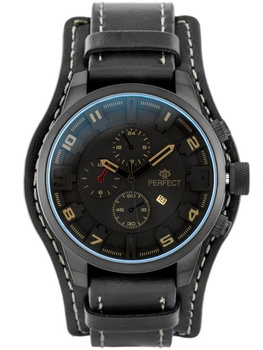 ZEGAREK MĘSKI PERFECT A177T Grafitowy pasek skórzany z podkładką