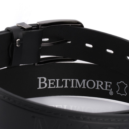 Pasek Męski Skórzany Premium Szeroki 4Cm Klasyczny Czarny Beltimore Jeans E04 : Kolory - Czarny, Rozmiar Pasków - R.105-120 Cm