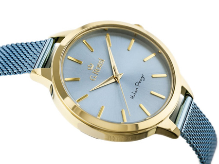 ZEGAREK DAMSKI NIEBIESKA BRANSOLETA MESH SIATKA G. ROSSI - 10296B  + BOX