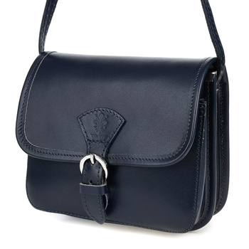 Granatowa Beltimore Damska Skórzana Mała Torebka Listonoszka K66 : Kolory - Granatowy