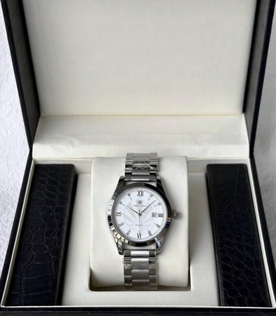 Zegarek męski srebrna bransoleta Biała tarcza Pablo Raez