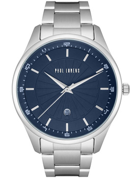 ZEGAREK MĘSKI PAUL LORENS - PL12156B2-6C1 Srebrna bransoleta Granatowa tarcza + BOX