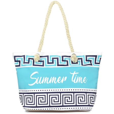 Duża Torba Plażowa Torebka Summer Time Lekka Błękitna T61 : Kolory - Niebieski
