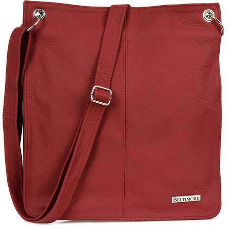 Bordowa Torebka Damska Skórzana Listonoszka Duża A4 Beltimore 972 : Kolory - Czerwony