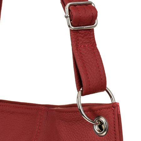 Bordowa Torebka Damska Skórzana Listonoszka Duża A4 Beltimore 972 : Kolory - Czerwony