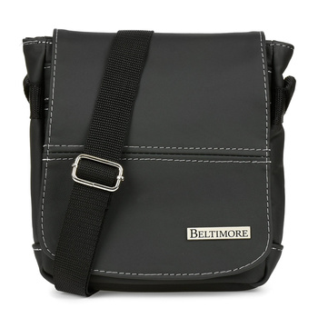 Czarno-Biała Mała Męska Torba Z Klapą Skóra Naturalna Beltimore F20