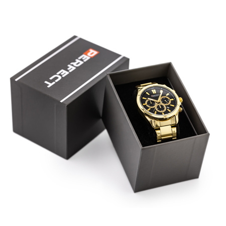 ZEGAREK MĘSKI ZŁOTA BRANSOLETA PERFECT M501CH-06 - CHRONOGRAF + BOX