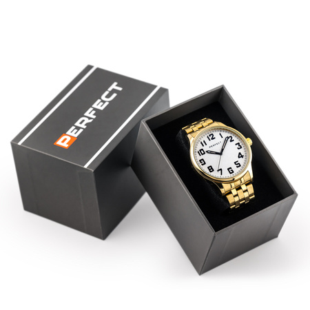 ZEGAREK MĘSKI ZŁOTA BRANOLETA SREBRNA TARCZA PERFECT M111-04 + BOX