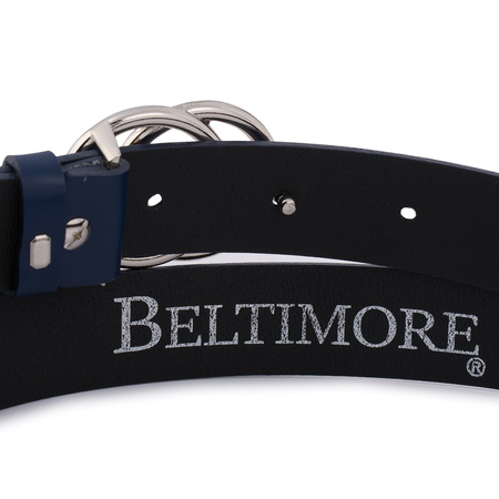 Skórzany Pasek Damski Do Spodni Sukienki Koła Klasyczny Granatowy Beltimore B04 : Kolory - Granatowy, Rozmiar Pasków - R.90-105 Cm