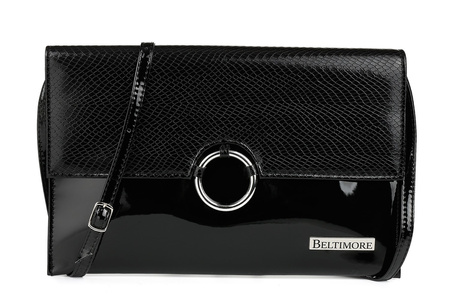 Czarna Oryginalna Damska Torebka Kopertówka Na Pasku Usztywniana W63 : Kolory - Czarny