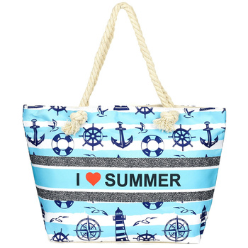 Duża Torba Plażowa Torebka Summer Na Lato Pojemna Tor725 : Kolory - Niebieski