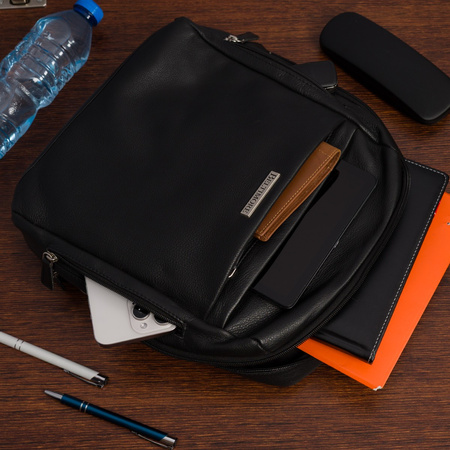 Plecak skórzany damski czarny Miejski Elegancki Duży A4 Czarny Beltimore P17