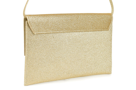 Złota Brokatowa Oryginalna Damska Torebka Kopertówka Na Pasku Usztywniana W63 : Kolory - Żółty, Złoty