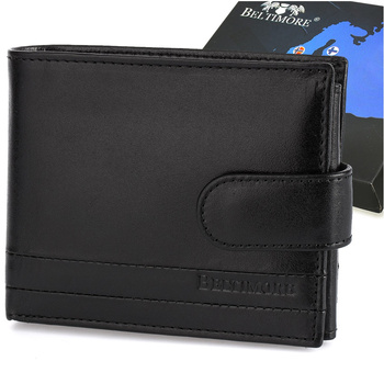 Portfel Skórzany Męski Włoska Skóra Naturalna Licowa Premium Klasyczny Rfid Poziomy Beltimore G08 : Kolory - Czarny