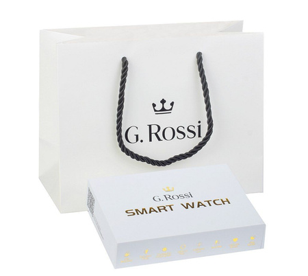 SMARTWATCH DAMSKI CZARNY PASEK SKÓRZANY KROKI POWIADOMIENIA TARCZE G.Rossi SW017-6