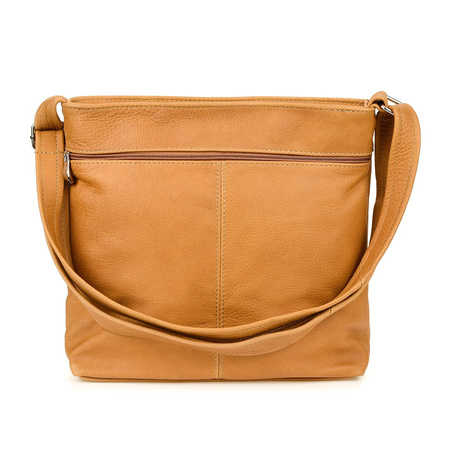 Torebka Skórzana Camelowa Listonoszka Damska Beltiomore  X95 : Kolory - Brązowy, Beżowy