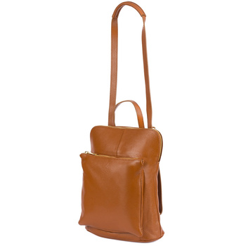 Skórzany Plecak Damski Torba 2W1 Elegancki A4 Włoski Pojemny Camel Vera Pelle S40 : Kolory - Brązowy, Beżowy