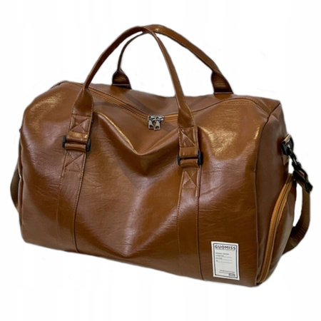 Torba podróżna brązowa skórzana Turystyczna sportowa Na buty Pojemna W02