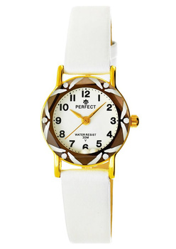 Zegarek Dziecięcy Komunijny Perfect  L248-7 Biały pasek skórzany Dziewczęcy