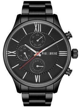 ZEGAREK MĘSKI PAUL LORENS - PL11652B6-1A5  Czarna bransoleta + BOX