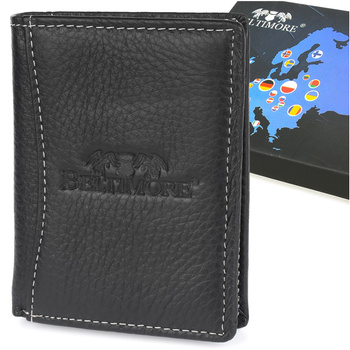 Portfel Skórzany Męski Pionowy Mały Czarny Beltimore Z Rfid L55 : Kolory - Czarny