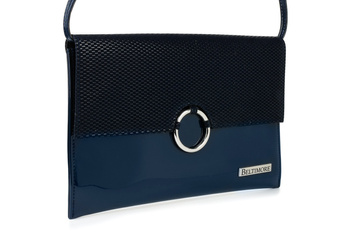 Granatowa Oryginalna Damska Torebka Kopertówka Na Pasku Usztywniana W63 : Kolory - Granatowy