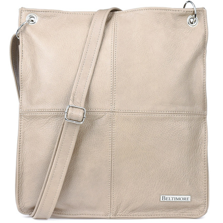 Damska Skórzana Na Ramię Torebka Beltimore Skóra Beżowa 972 : Kolory - Brązowy, Beżowy