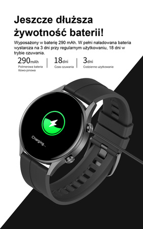 SMARTWATCH MĘSKI CZERWONY PASEK SPORTOWY KROKI PULS ROZMOWY G. Rossi SW019-3