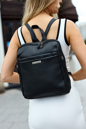 Plecak skórzany damski czarny Miejski Elegancki Duży A4 Czarny Beltimore P17