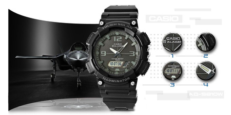 Zegarek Męski CASIO SOLAR AQ-S810W-1A2VDF Czarny pasek