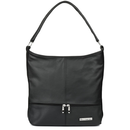 Czarna Skórzana Listonoszka Dwa Paski Beltimore I66 : Kolory - Czarny