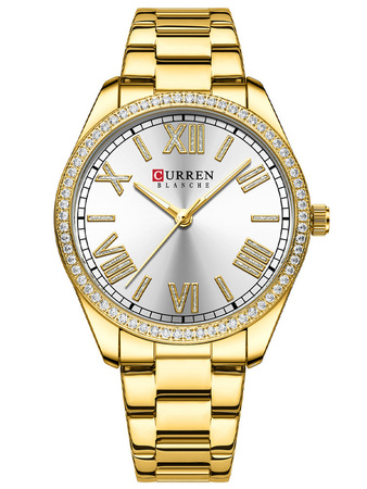 ZEGAREK DAMSKI CURREN 9088 Złota bransoleta Cyrkonie + BOX