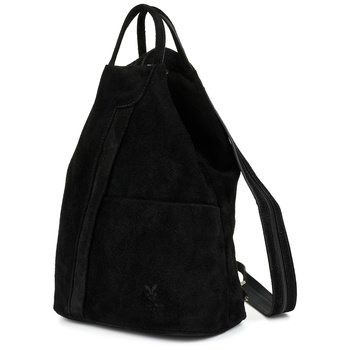 Czarny Vera Pelle Włoski Plecak Skórzany Damski Mały T53 : Kolory - Czarny