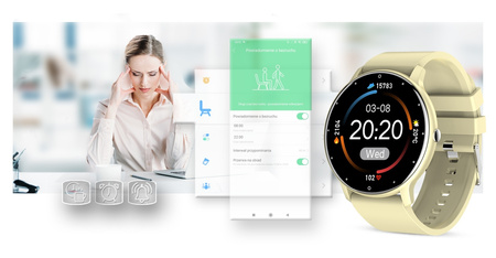 Smartwatch Damski Gravity GT1-6 Beżowy pasek SPORT KROKI PULS