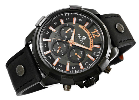 Zegarek Męski Perfect W290-1 Czarny pasek skórzany