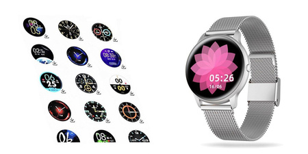 SMARTWATCH DAMSKI SREBRNA BRANSOLETA KOBIECY SPORT PULS SMS FB ZDJĘCIA G. Rossi SW015-3