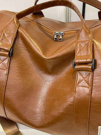 Torba podróżna brązowa skórzana Turystyczna sportowa Na buty Pojemna W02